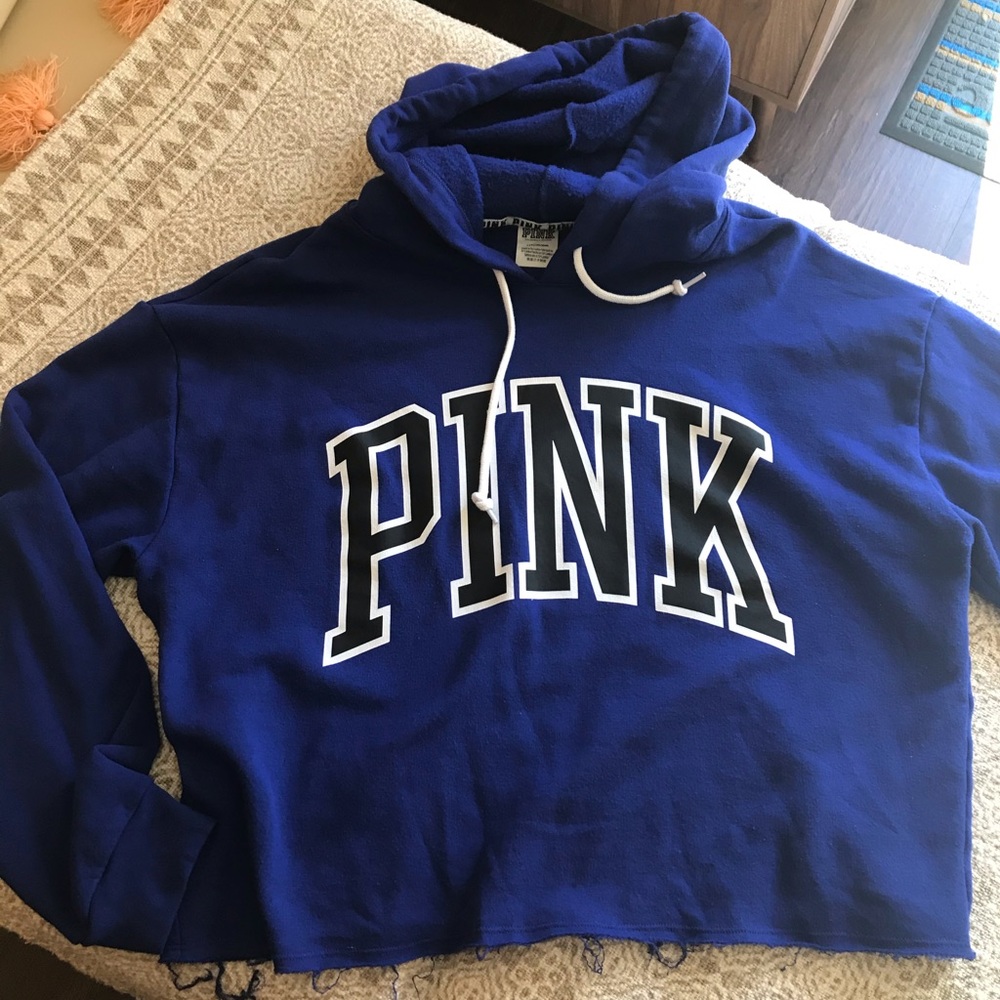 Bright blue crop hoodie from PINK